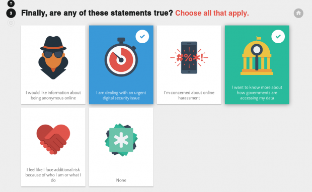 Nutzerfragen des Security Planner mit Mehrfachauswahl (Screenshot Golem.de)